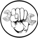 Wrenchblister logo hand holding a wrench